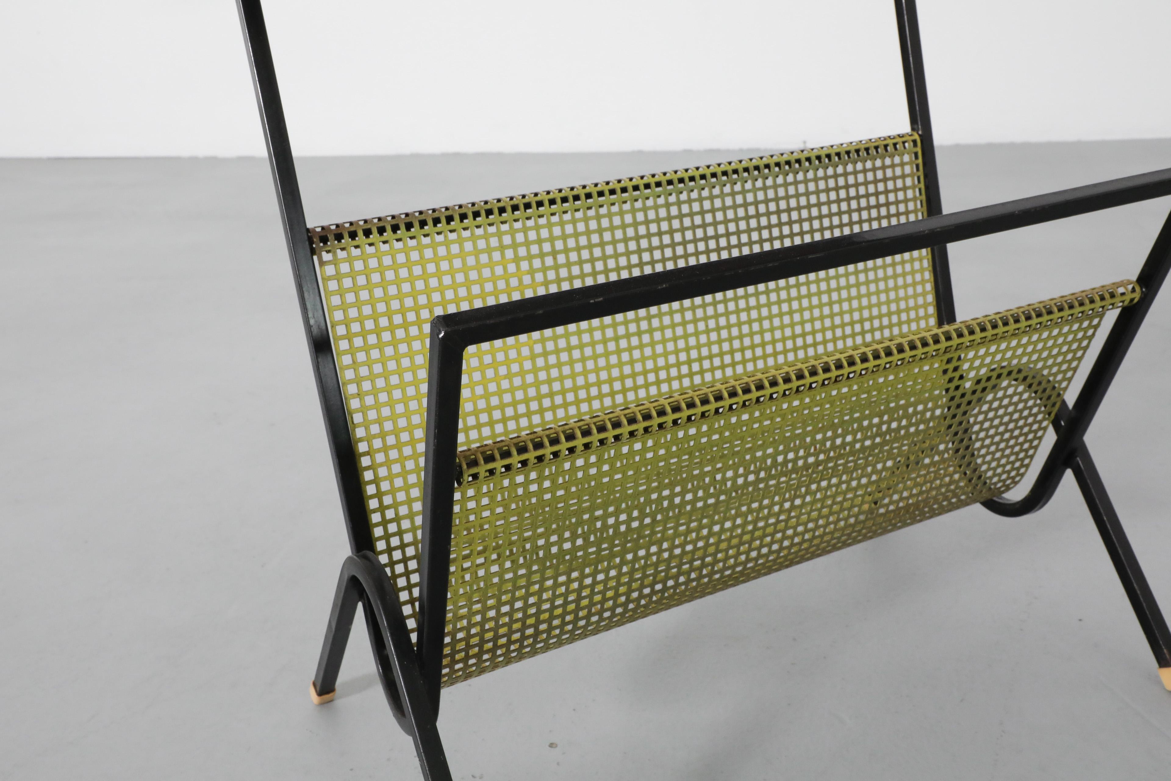Pilastro Style Perforated Red and Yellow Telephone Table w/ Black Enameled Frame 6