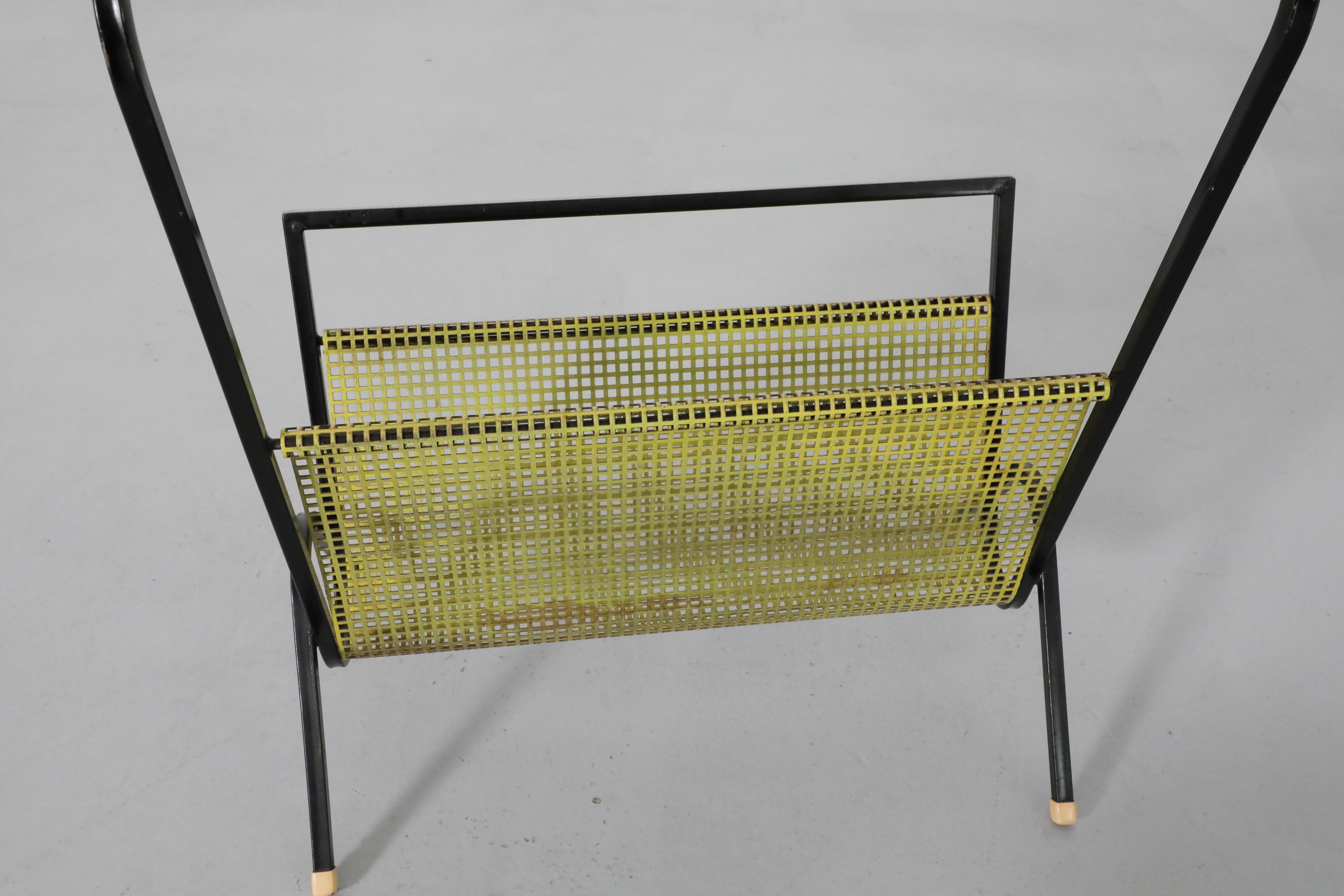 Pilastro Style Perforated Red and Yellow Telephone Table w/ Black Enameled Frame 9
