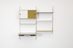 Pilastro Two Section Wall Shelving Unit w/ Desk and Cabinet with Desk & Drawers