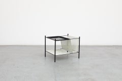 Pilastro Wire Frame Side Table with Perforated Magazine Rack in Black and White