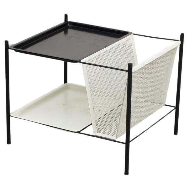 Mid-Century Black and White Pilastro Telephone Table with Perforated ...