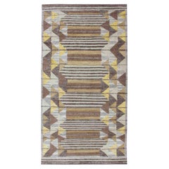 Piled Modern Gallery Scandinavian/Swedish Geometric Design Rug in Earth Tones