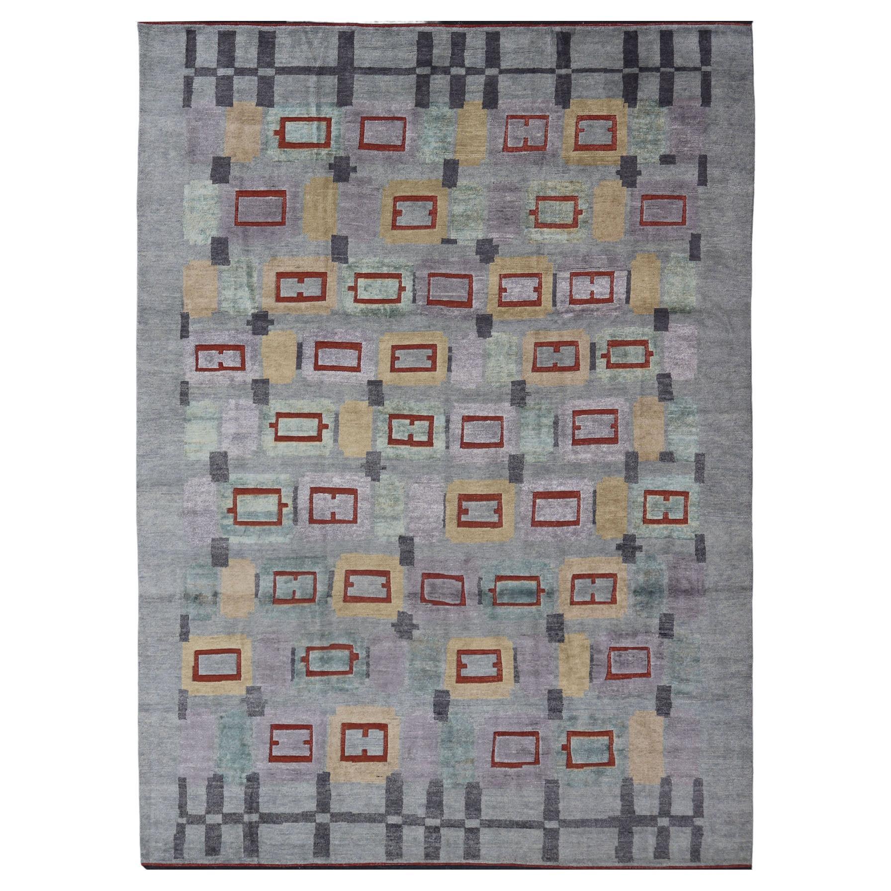 Tappeto scandinavo in lana impilata con colori grigi, rossi e pastello 10
2 x 13
11 in vendita