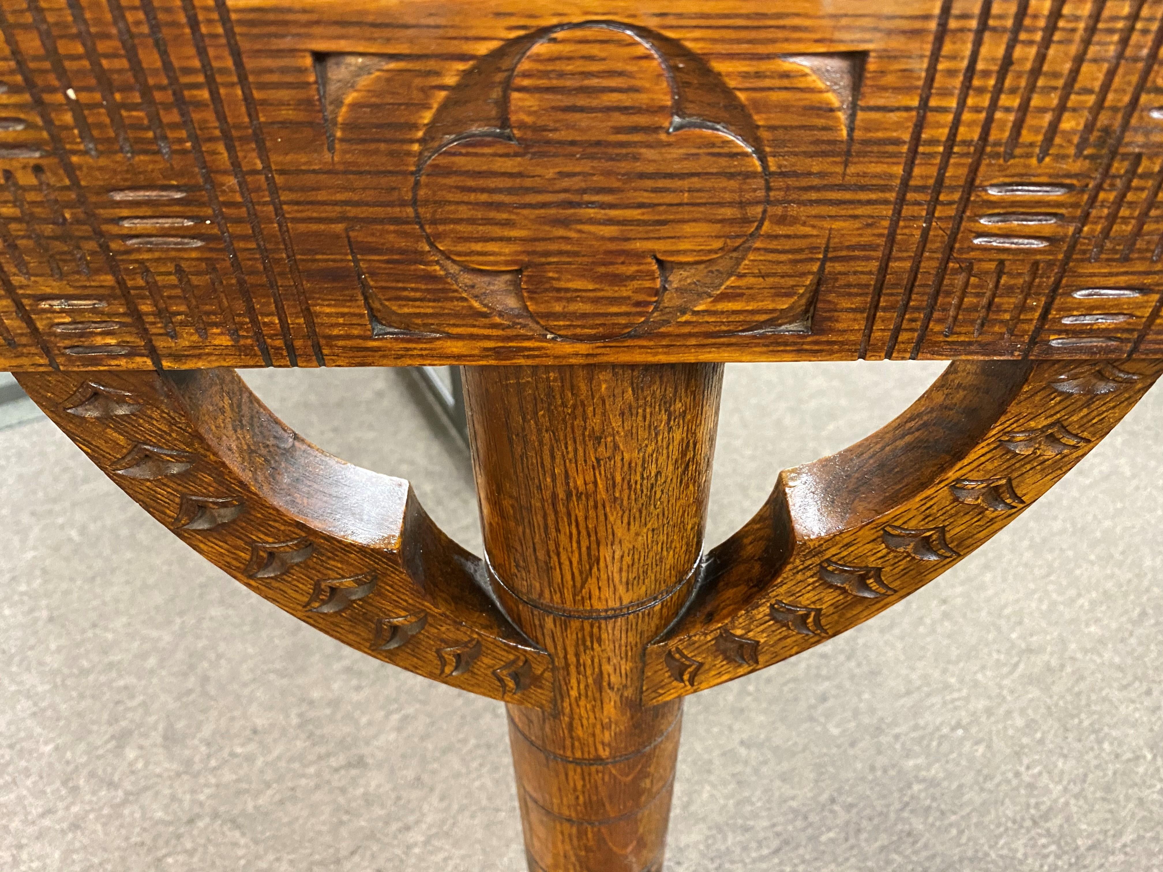 Pilgrim Century Style Carved Oak Turner's Corner Chair 3