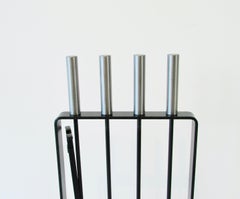 Pilgrim Five Piece Black Wrought Iron Fire Tool Set with Polished Steel Handles