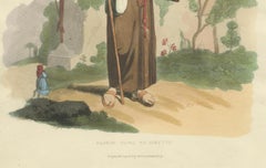 Pilgrim Going to Loretto in Italy – Hand-Coloured Print by R. Bridgens, 1835