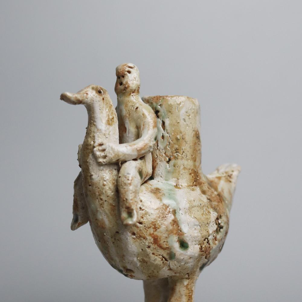 Arts and Crafts Pèlerin sur l'aile  Bougeoir en céramique fabriqué à la main par Darren Dai en vente