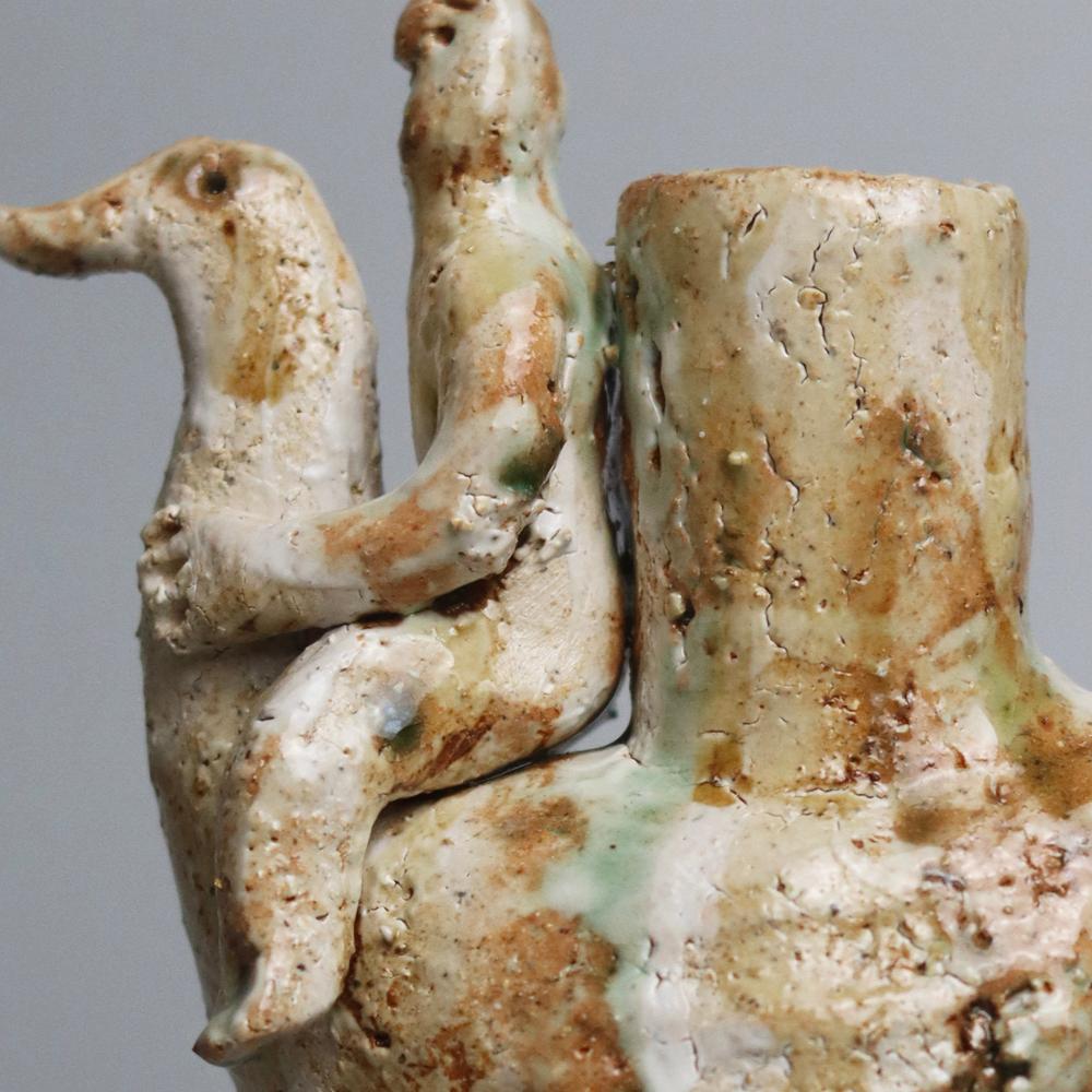 Fait main Pèlerin sur l'aile  Bougeoir en céramique fabriqué à la main par Darren Dai en vente