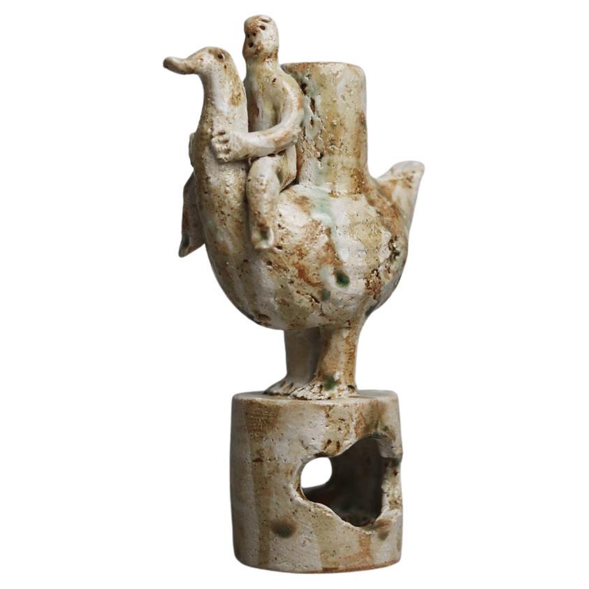 Contemporary Ceramic Sculpture Hand-Built Ceramic Candle Holder by Darren Dai
