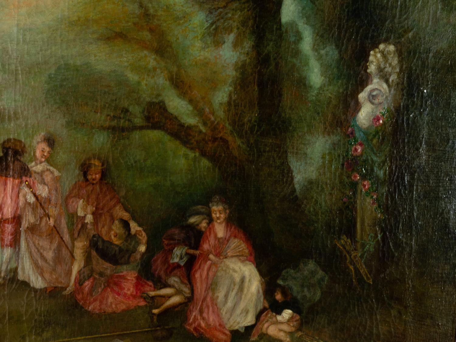Pilgerfahrt Französischer Barock Ölgemälde, (After) Jean-Antoine Watteau im Angebot 2
