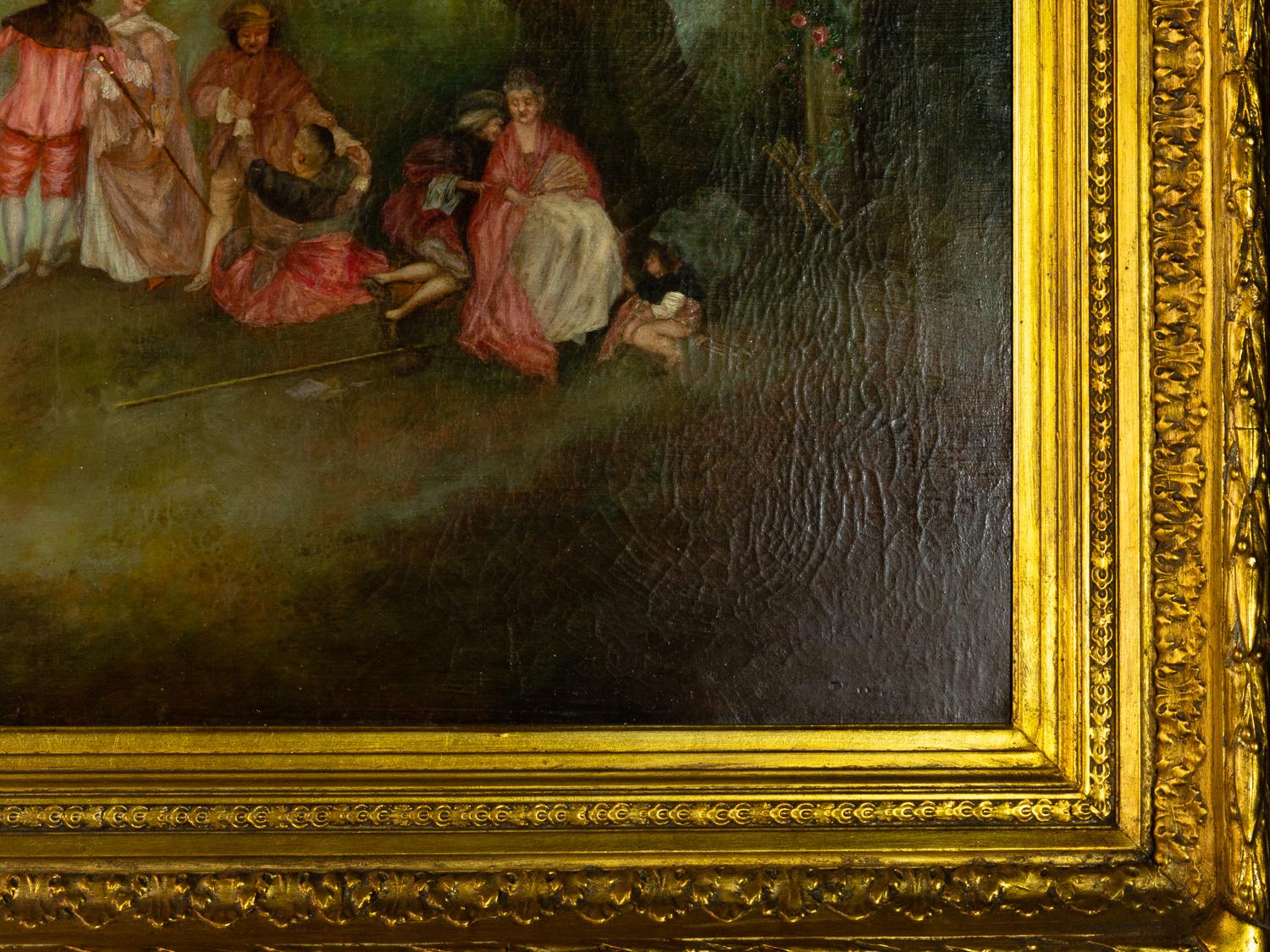 Pilgerfahrt Französischer Barock Ölgemälde, (After) Jean-Antoine Watteau im Angebot 3