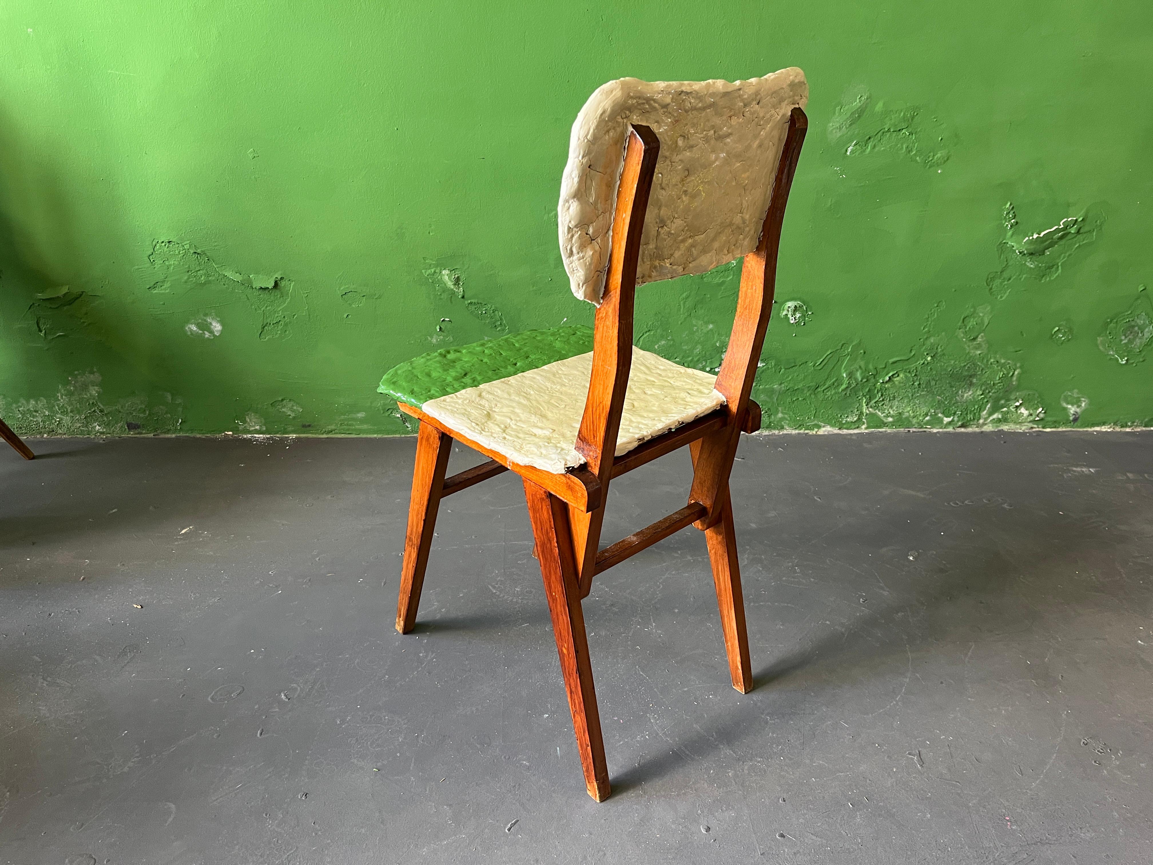 Mid-Century Modern Pilion Chair, Ceramic Seat and Backrest by Markus Friedrich Staab For Sale