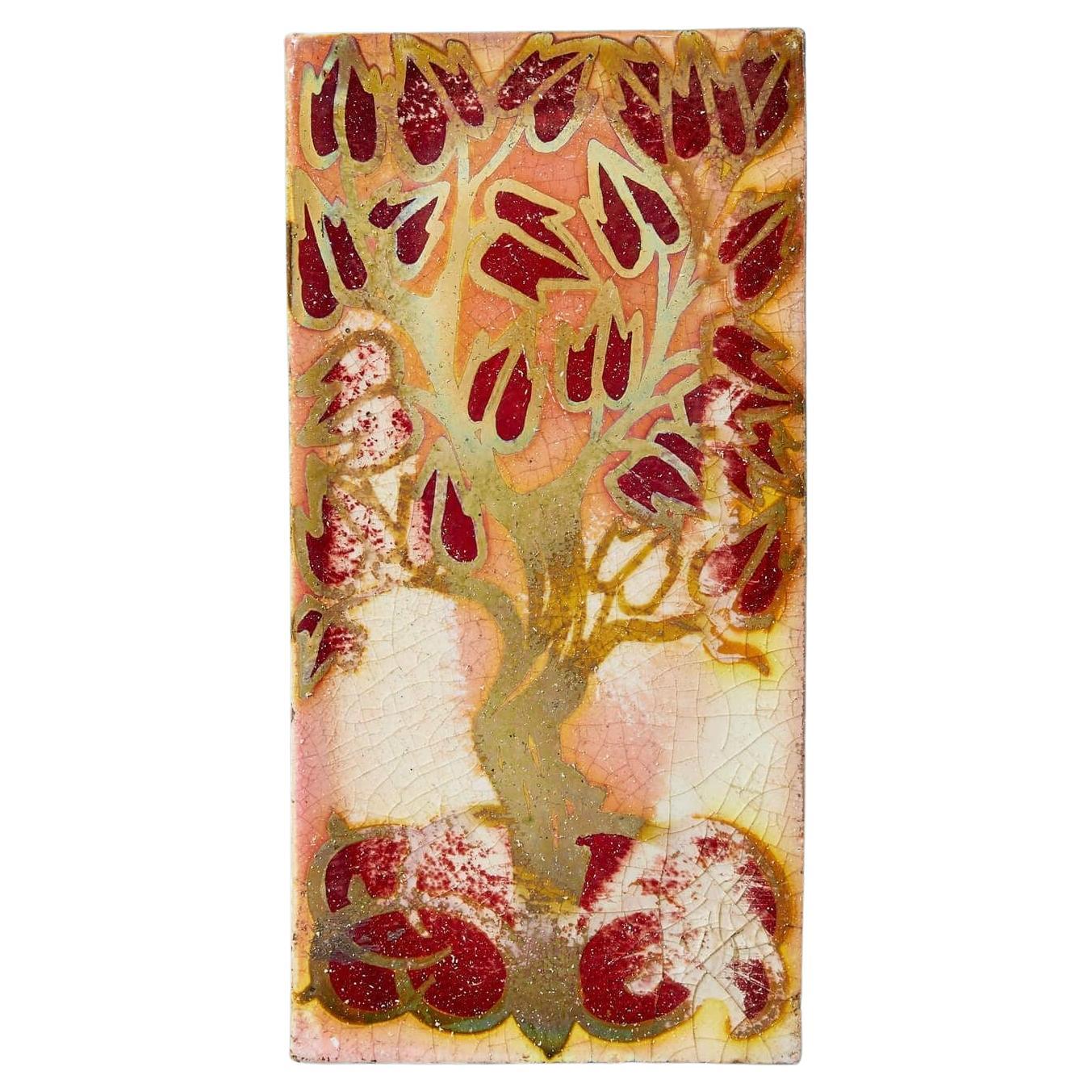 Pilkington Arts & Crafts Lustre Glaze Tree of Life Tile For Sale