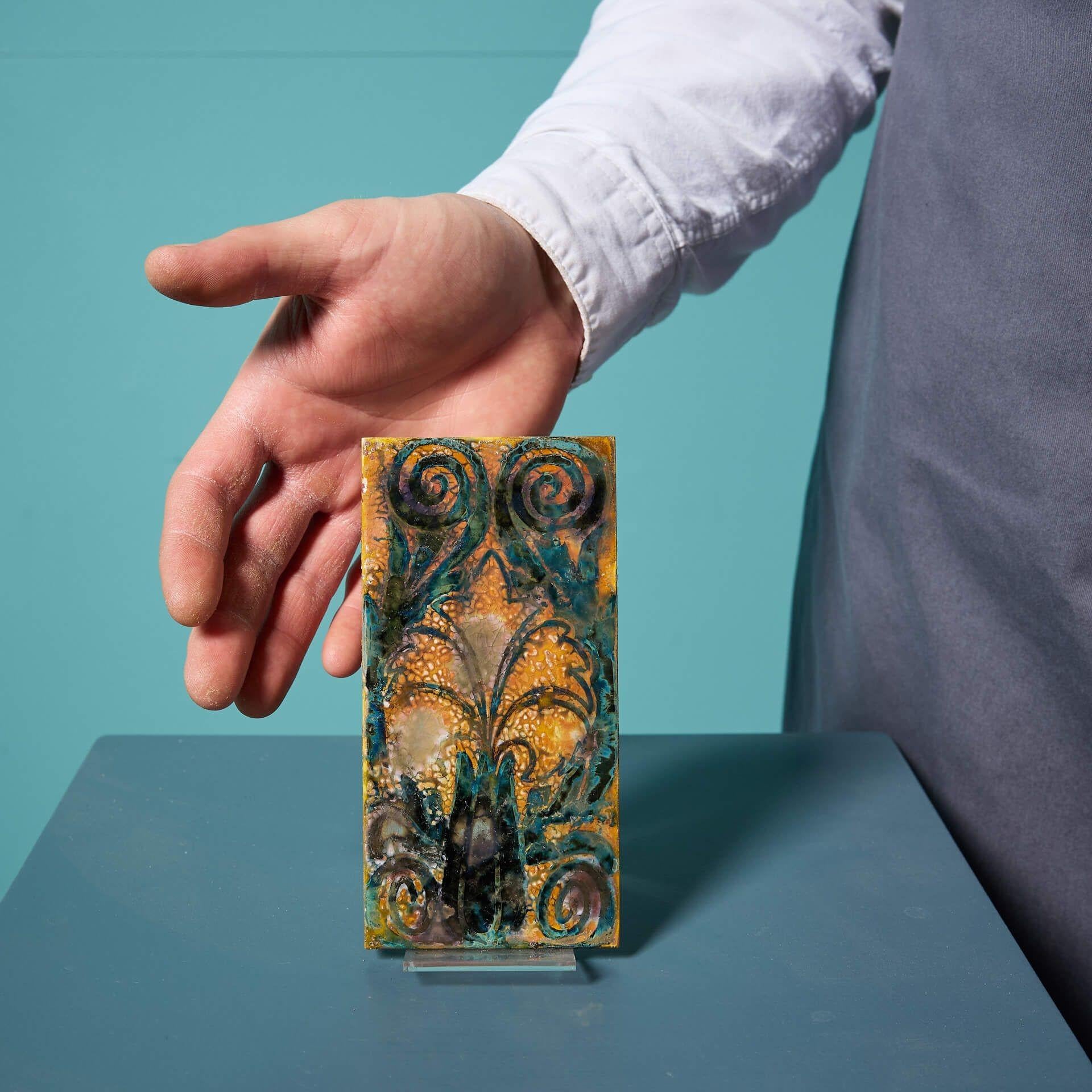 English Pilkington Arts & Crafts Lustre Glazed Tile For Sale