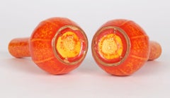 Pilkington Pair Art Deco Orange Vermilion Glazed Art Pottery Vases