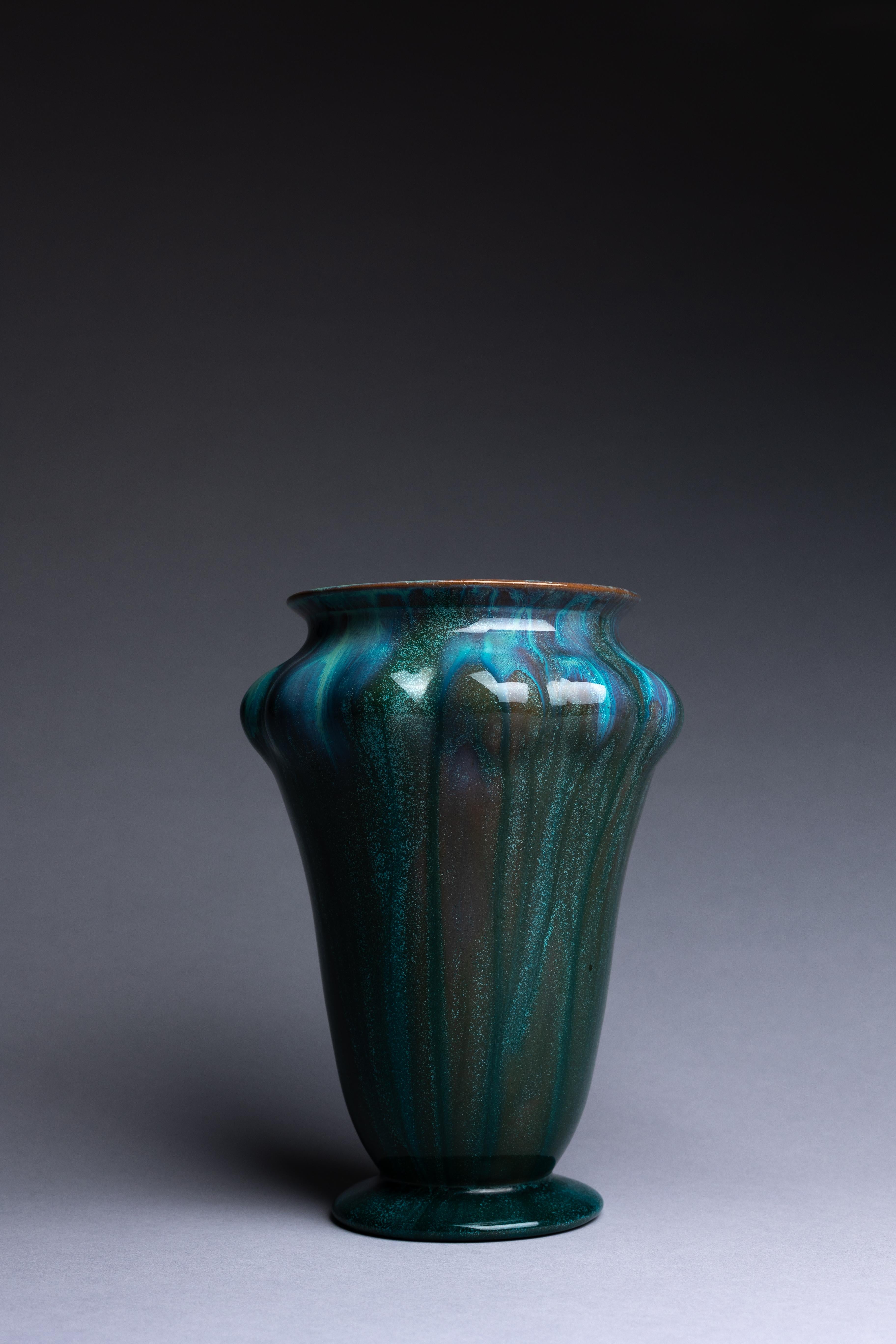 Arts and Crafts Pilkingtons Art Pottery Blue Crystalline Glaze Vase