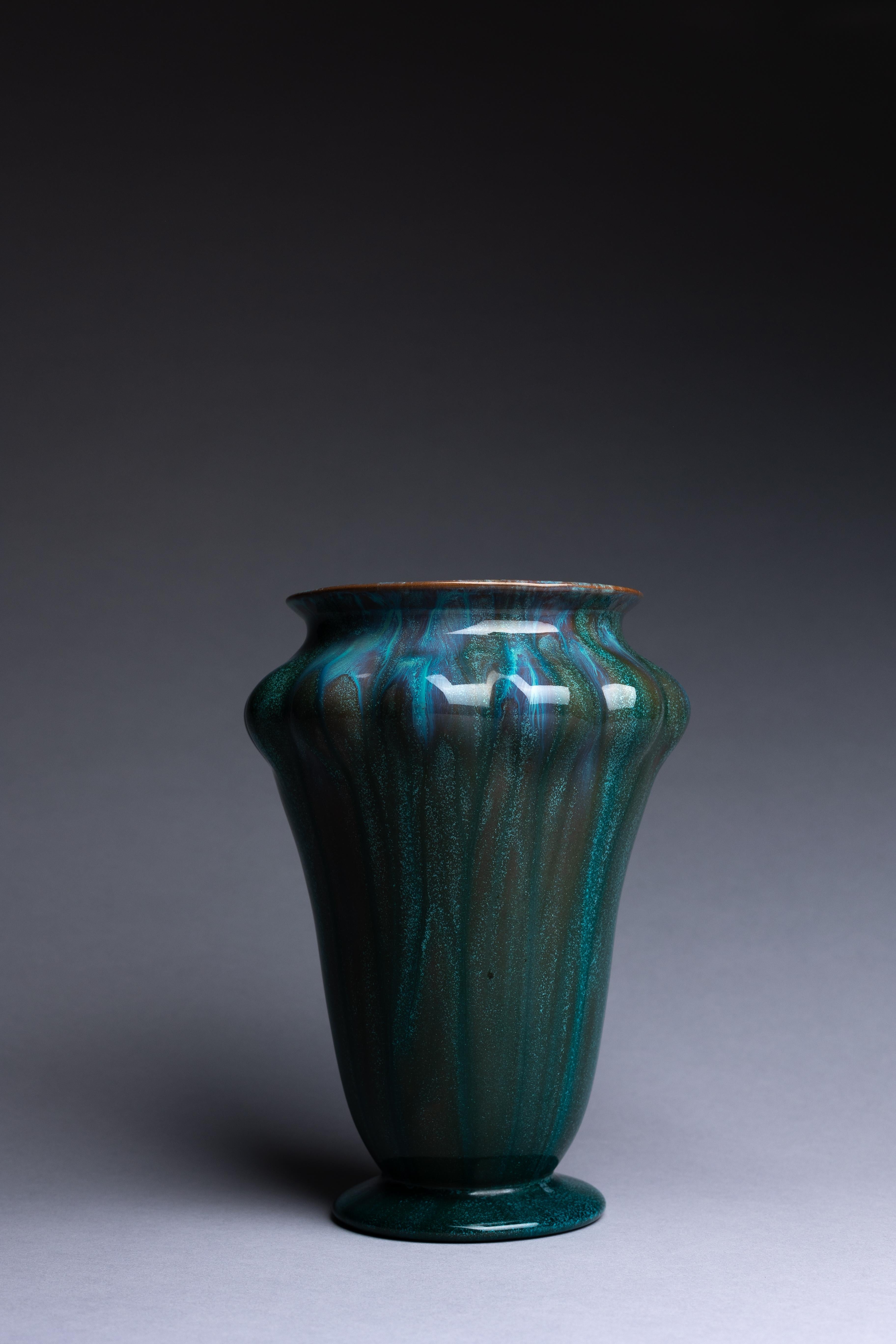 English Pilkingtons Art Pottery Blue Crystalline Glaze Vase