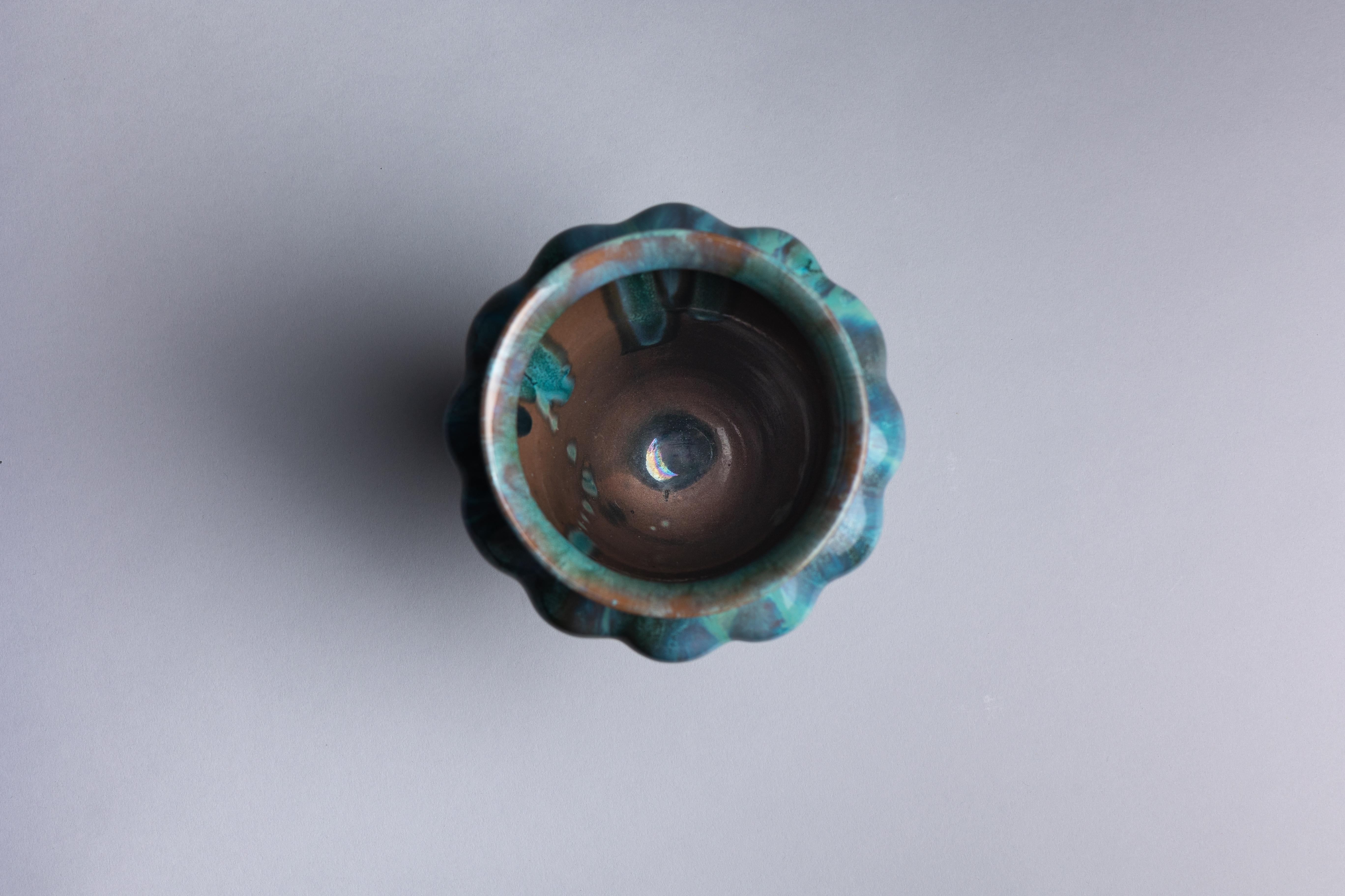 Earthenware Pilkingtons Art Pottery Blue Crystalline Glaze Vase