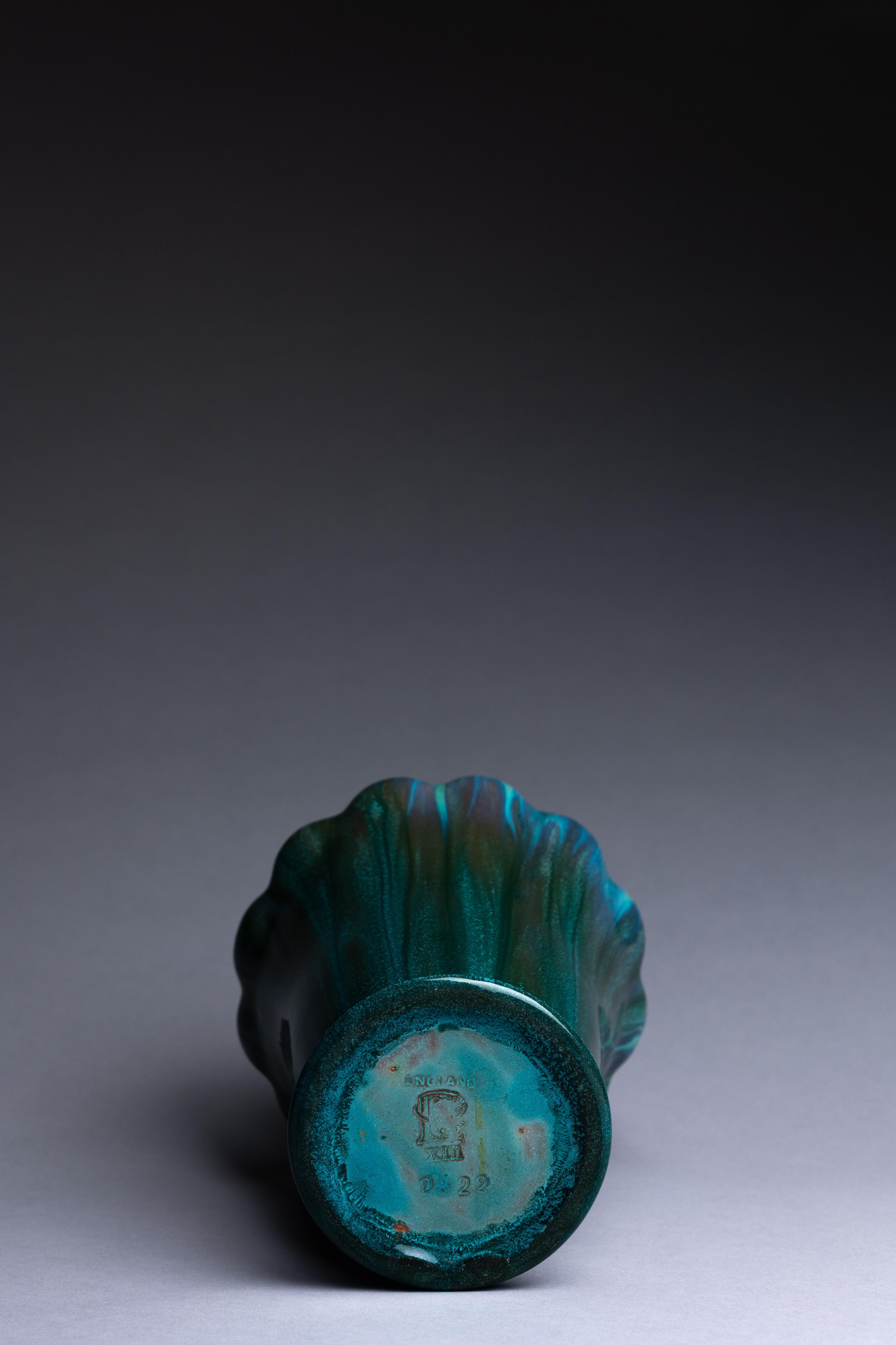 Pilkingtons Art Pottery Blue Crystalline Glaze Vase 1