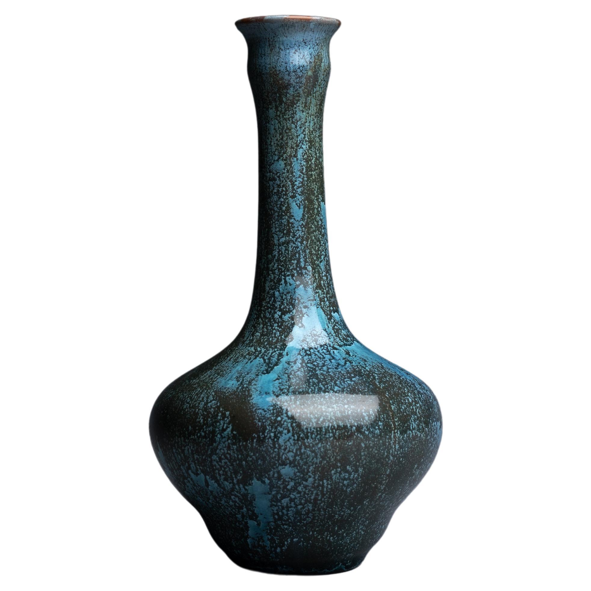 Pilkingtons Art Pottery Blue Glaze Bottle Vase For Sale