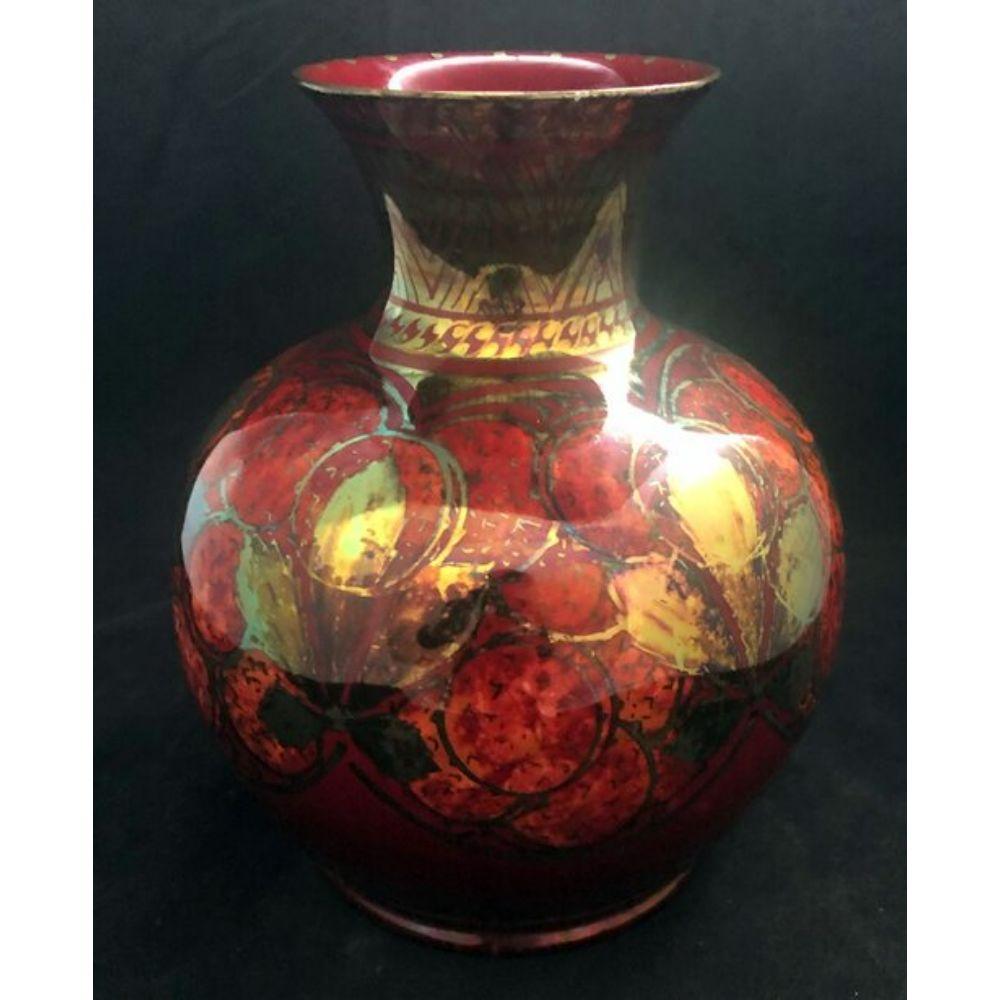 Pilkingtons Lustre Vase Decorated with Stylised Fruit and Leaves, 1920s In Good Condition For Sale In Chipping Campden, GB