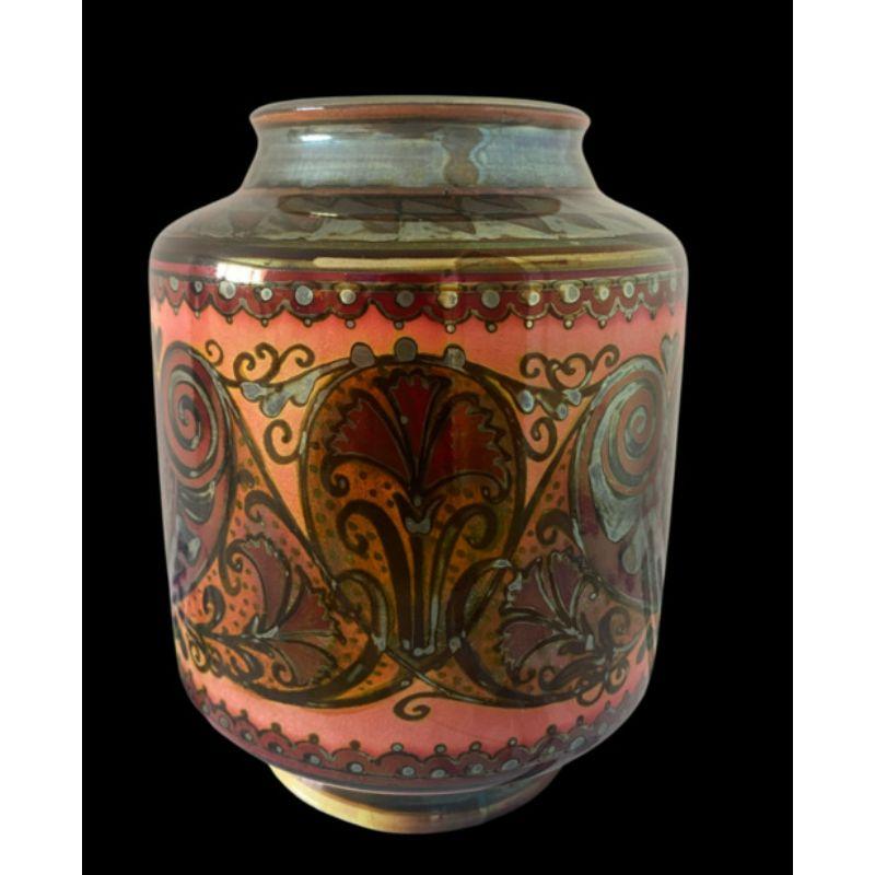 Pilkington's Lustre Vase Decorated with Stylised Owl’s Face, 1920 In Good Condition For Sale In Chipping Campden, GB