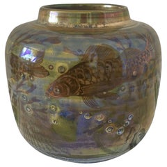 Pilkington's Royal Lancastrian Lustre Vase Decorated with Fish, 1911