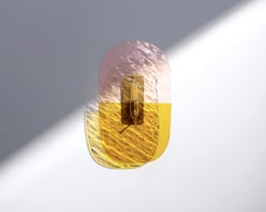 Champagne Pink and Yellow Glass Brass Light Sculpture by Marie Jeunet
