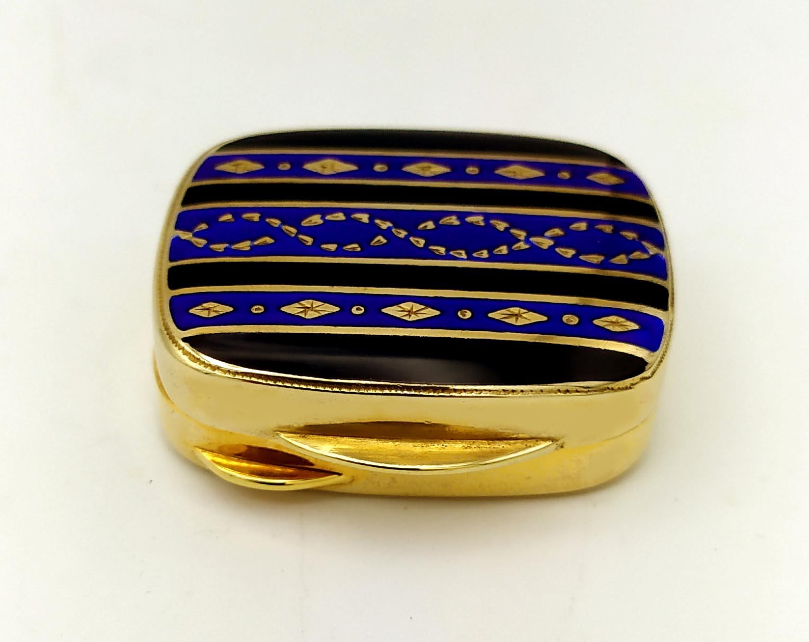Fine XX secolo Portapillole stile Art Déco smaltato a fuoco strisce Argento Sterling Smalto Salimbeni in vendita