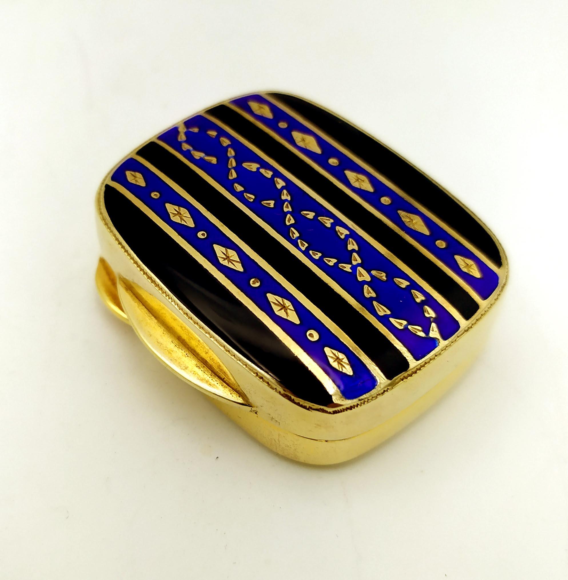 Portapillole stile Art Déco smaltato a fuoco strisce Argento Sterling Smalto Salimbeni in vendita 1