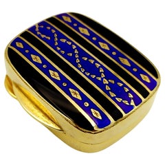 Pastillero estilo Art Déco esmaltado al fuego rayas Plata Esmalte Salimbeni