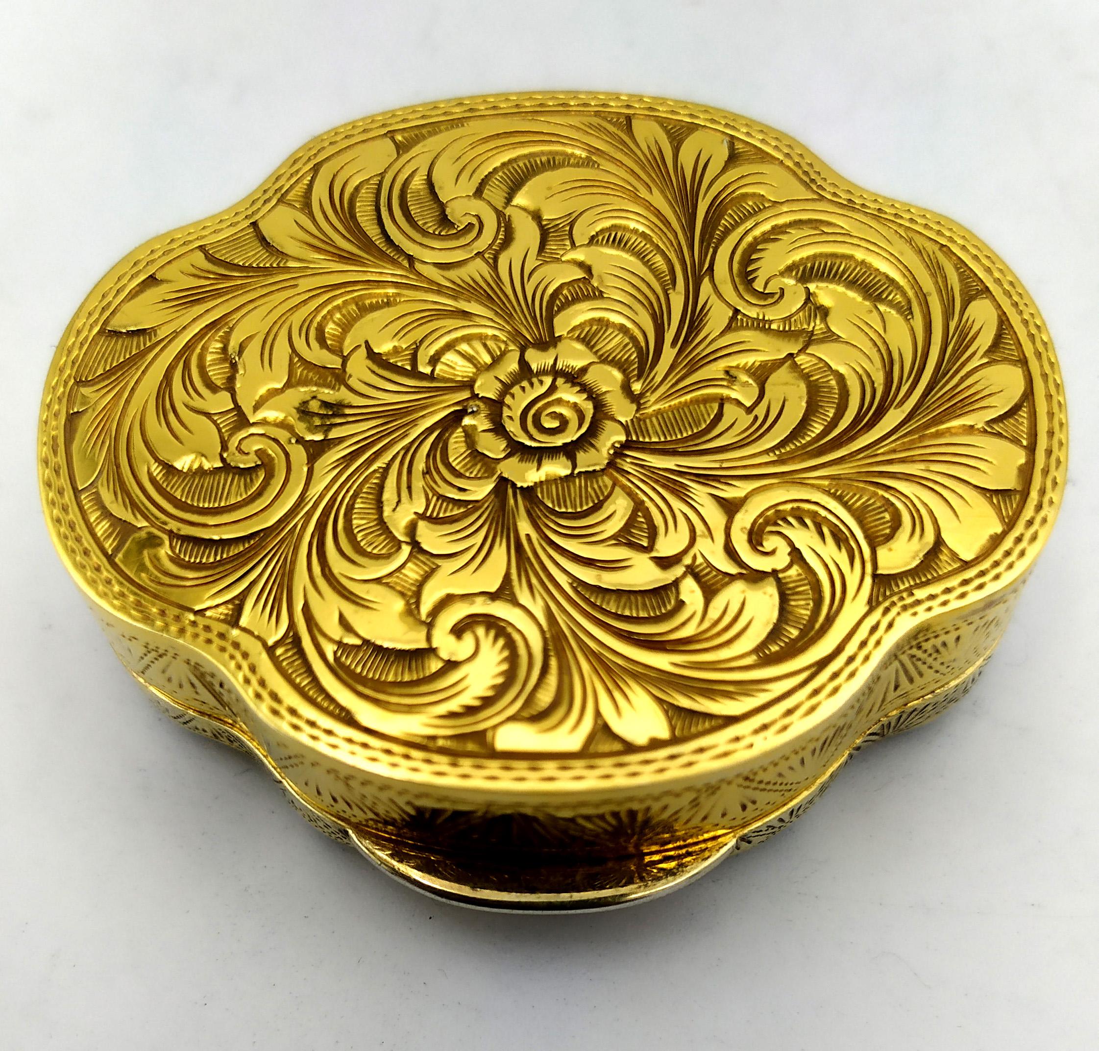 Pillendose Barocke Form mit pastoraler Miniatur Sterling Silber Salimbeni (Vergoldung) im Angebot