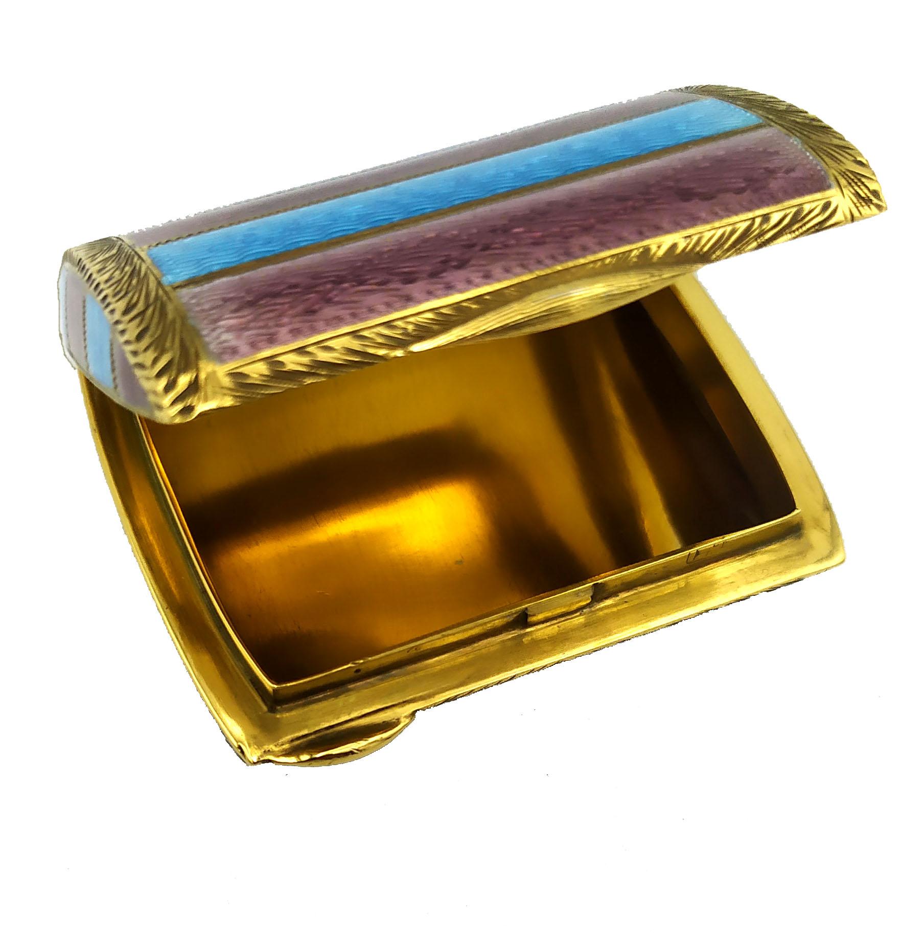 Pastillero Rayas Marrón y Turquesa Esmalte Guilloche Plata de Ley Salimbeni en Excelente estado para la venta en Firenze, FI