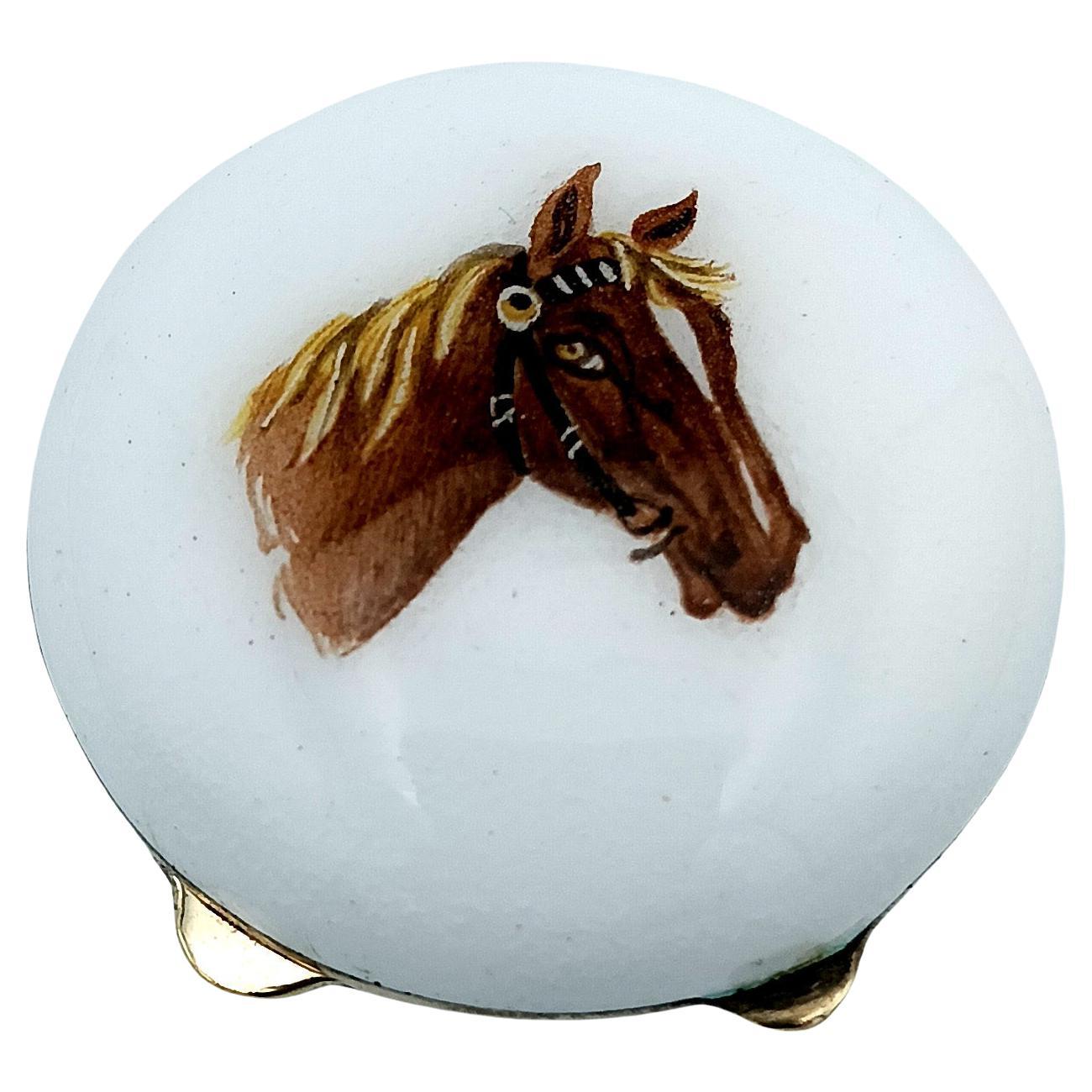 Pill Box curved round horse
s head miniature Sterling Silver Salimbeni