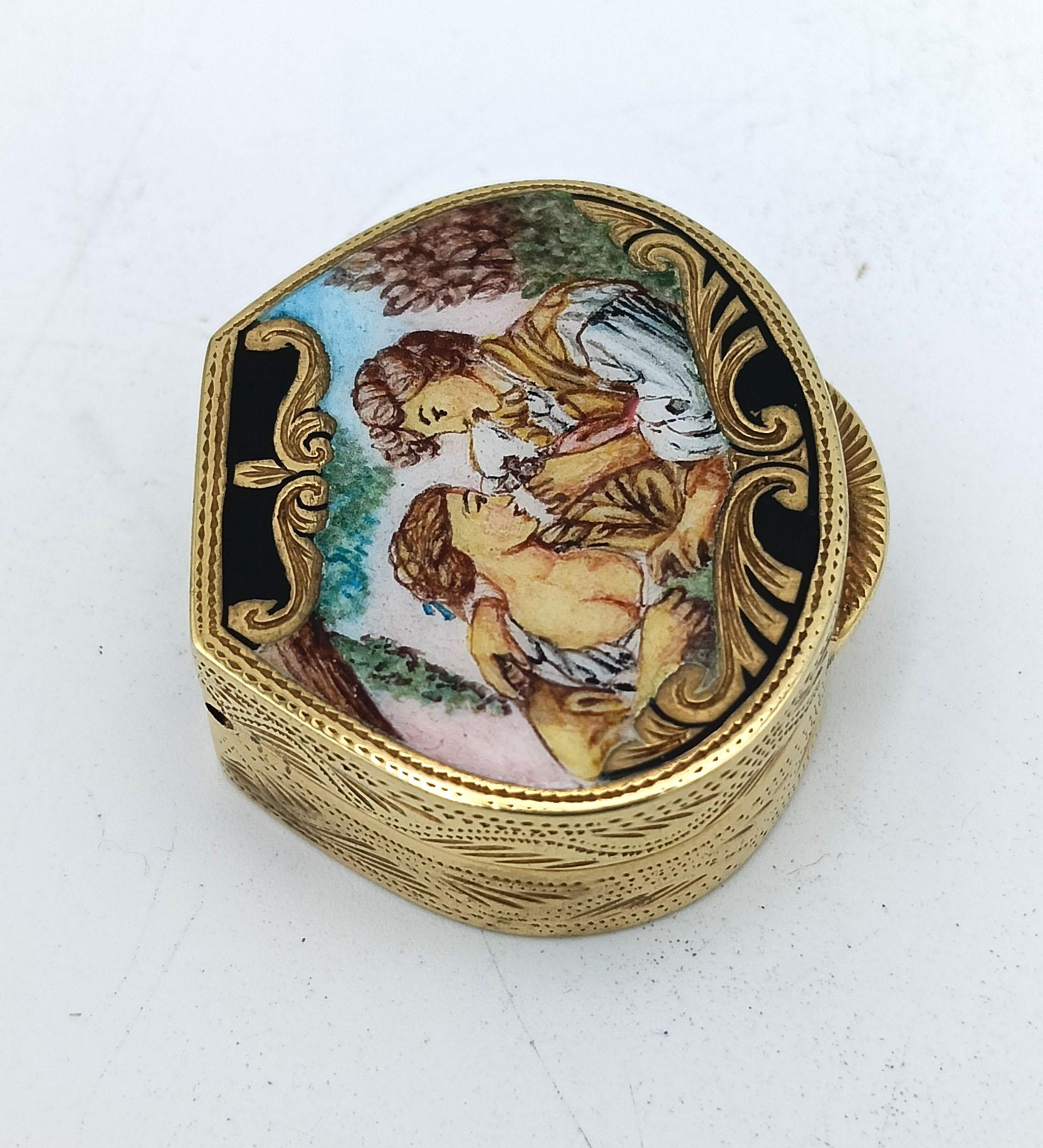 Portapillole stile Impero in argento Sterling dipinto a mano con incisioni a mano di pregio Salimbeni In condizioni ottime in vendita a Firenze, FI