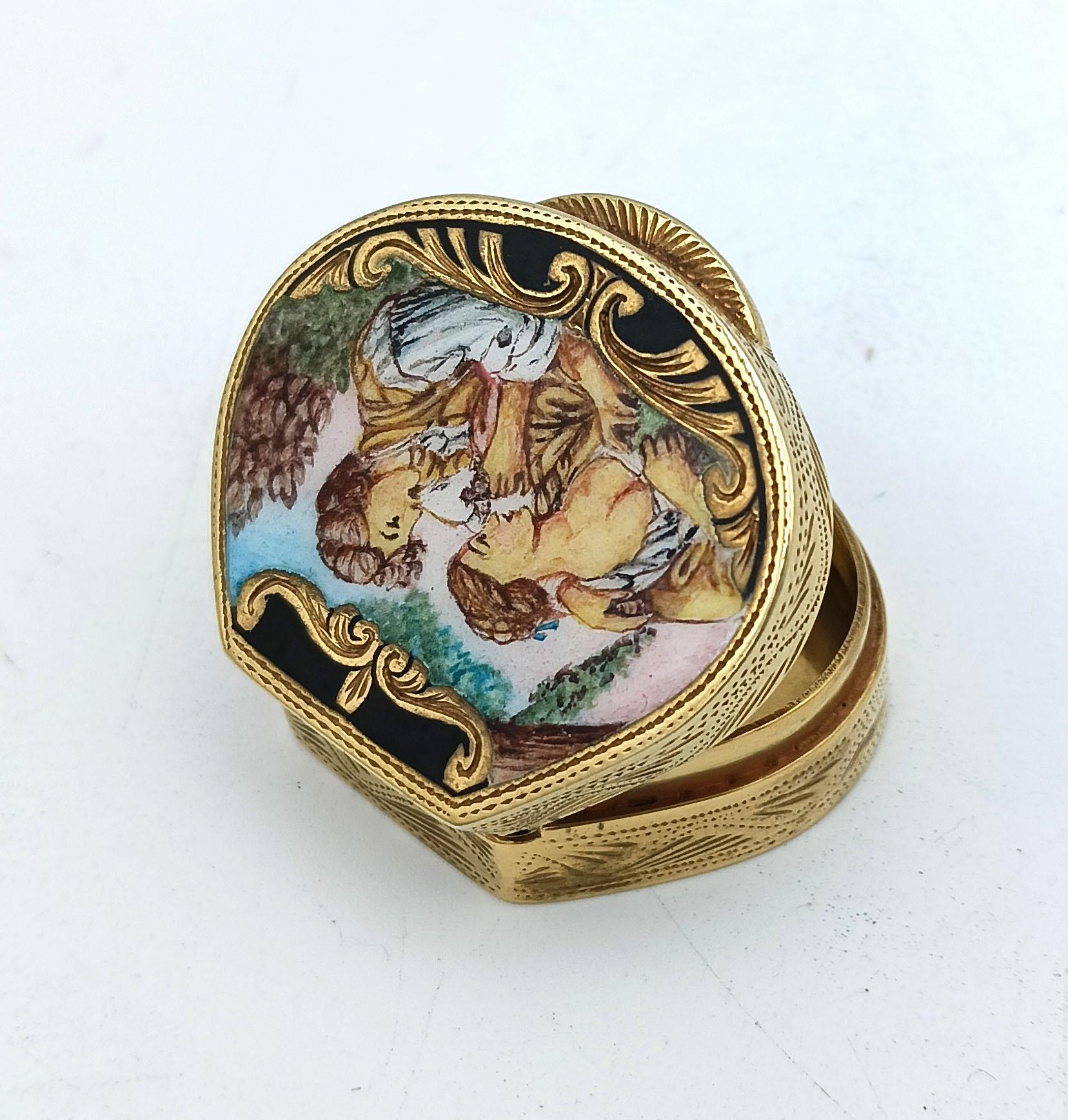 Portapillole stile Impero in argento Sterling dipinto a mano con incisioni a mano di pregio Salimbeni in vendita 1