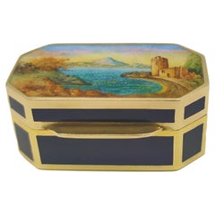 Pill Box Enamelled Sterling Silver landscape Salimbeni
