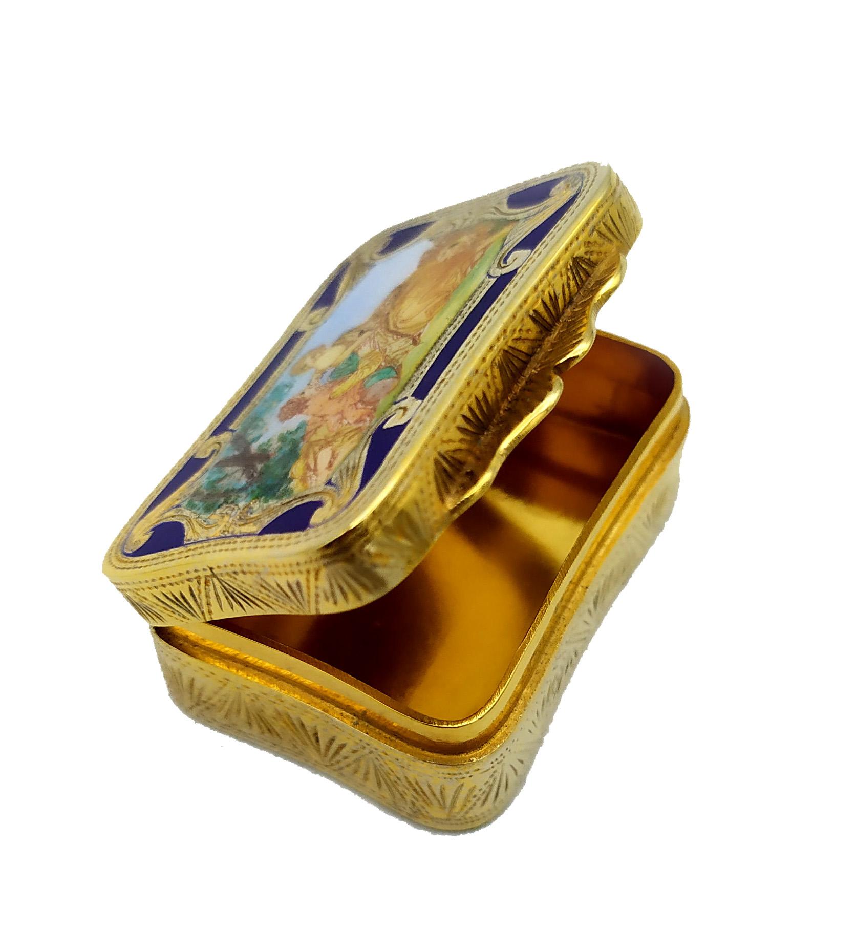 Pill Box fired Enamel Miniature Louis XVI style Sterling Silver Salimbeni In Excellent Condition For Sale In Firenze, FI