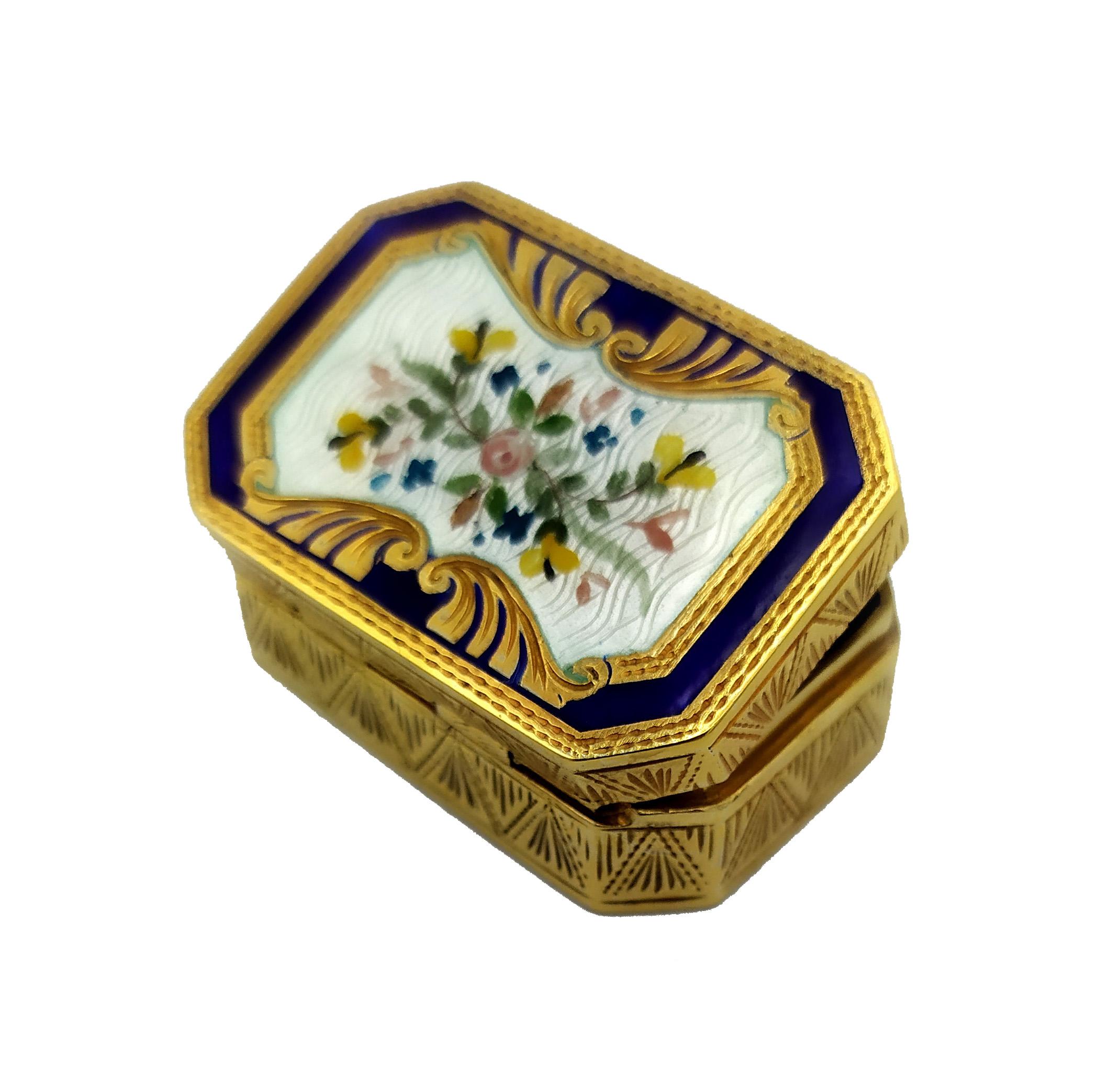 Pill Box Floral miniature et  Gravures à la main de style Art nouveau Salimbeni Excellent état - En vente à Firenze, FI