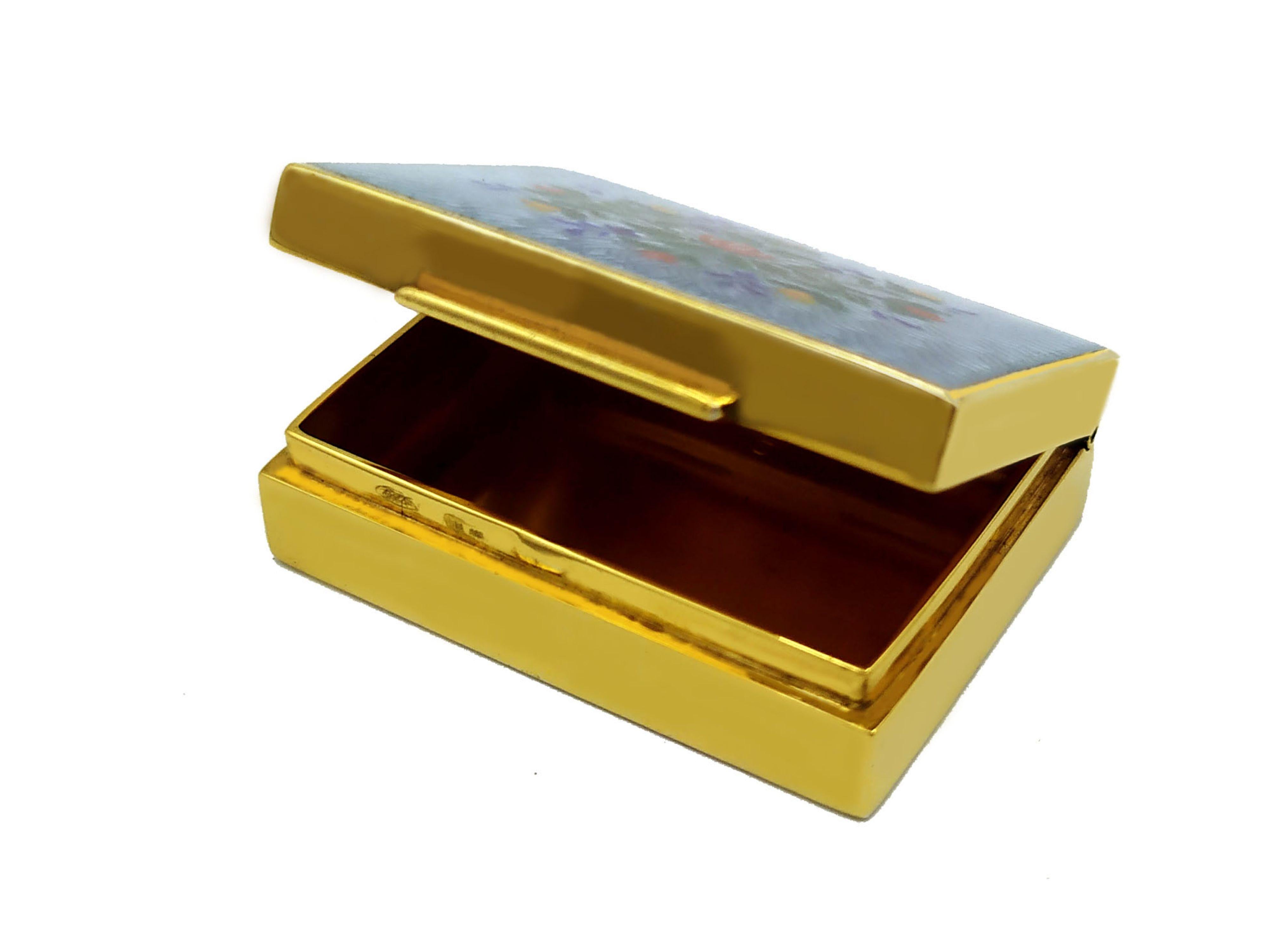 Hand-Carved Pill Box Guilloche Enamel Box hand painted miniature