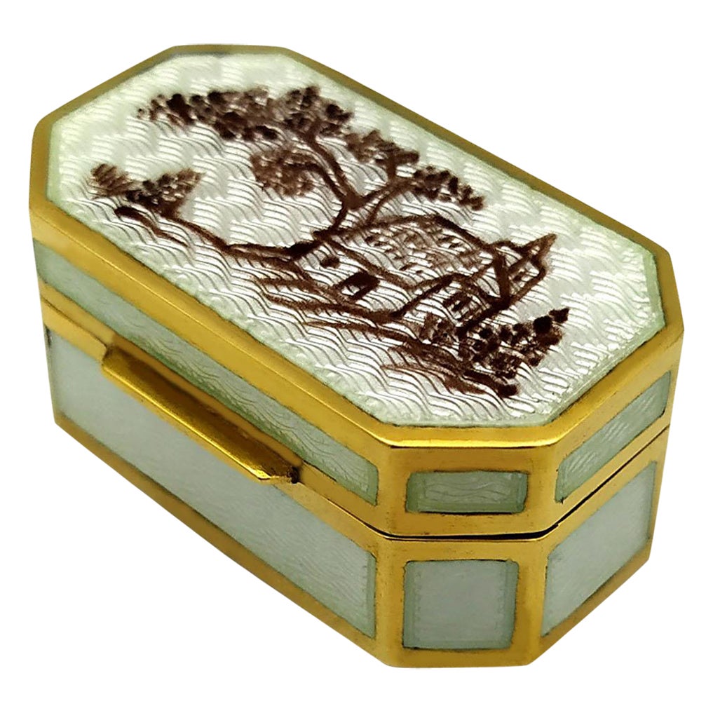 Pill Box monochrome hand-painted miniature Sterling Silver Salimbeni