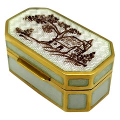 Pill Box monochrome hand-painted miniature Sterling Silver Salimbeni
