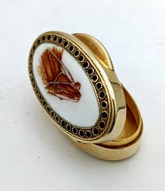 Pillendose ovaler Pferdekopf Miniatur Sterling Silber Salimbeni