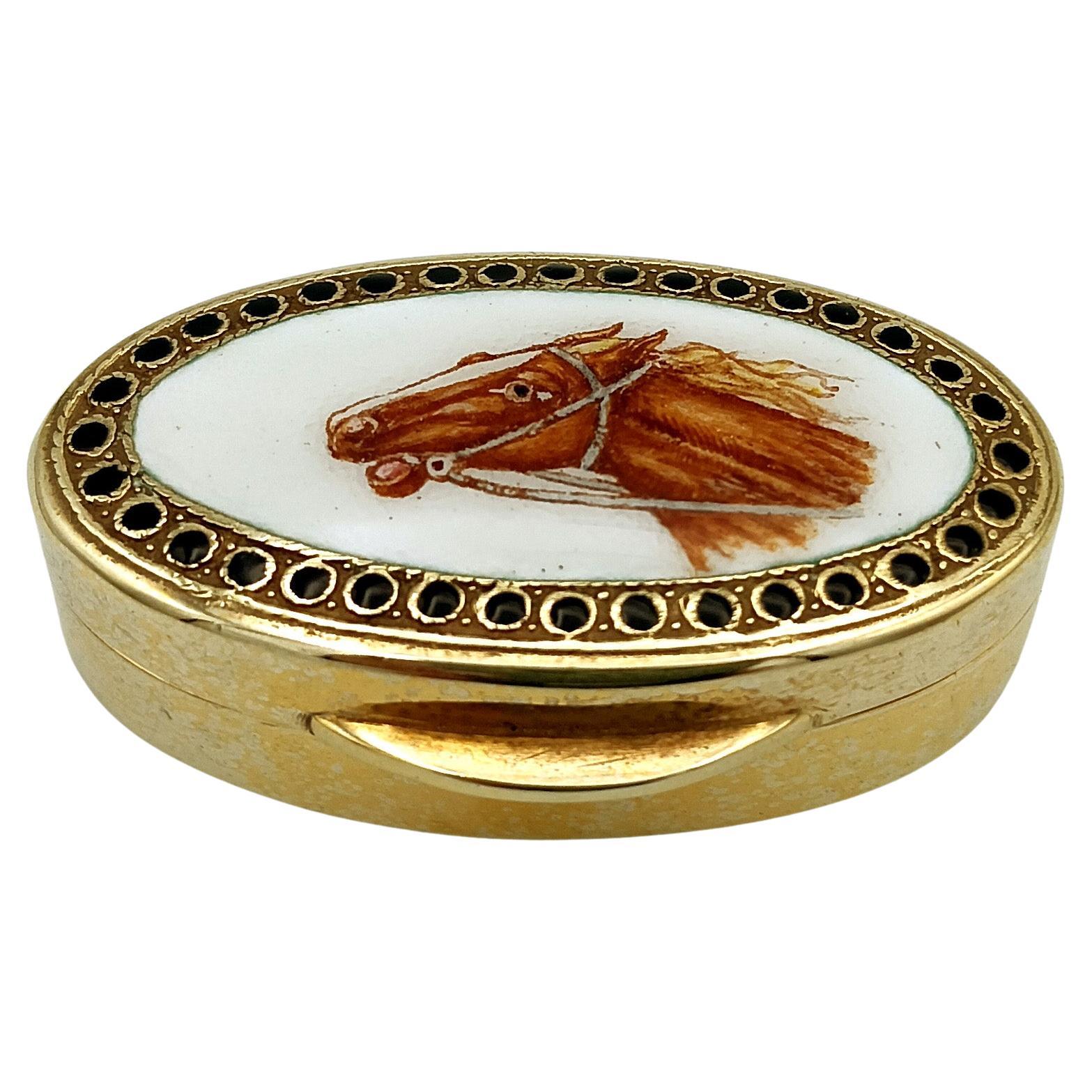 Pill Box oval horse
s head miniature Sterling Silver Salimbeni