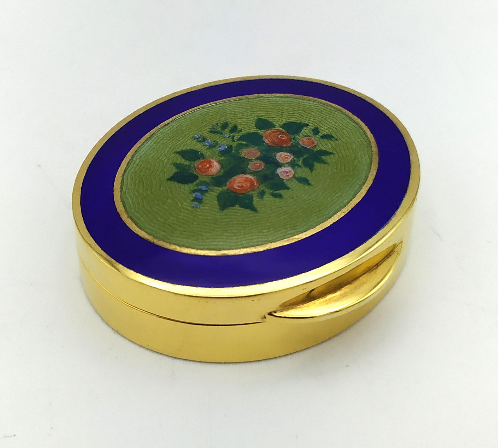 Pillendose Ovale Form Jugendstil florale Miniatur Sterling Silber Salimbeni (Art nouveau) im Angebot