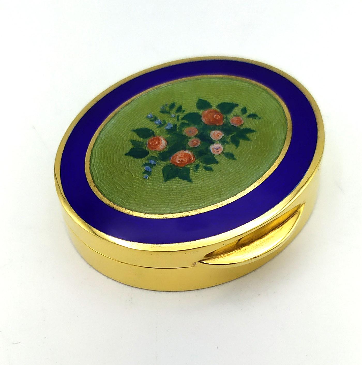 Pillendose Ovale Form Jugendstil florale Miniatur Sterling Silber Salimbeni (Italienisch) im Angebot