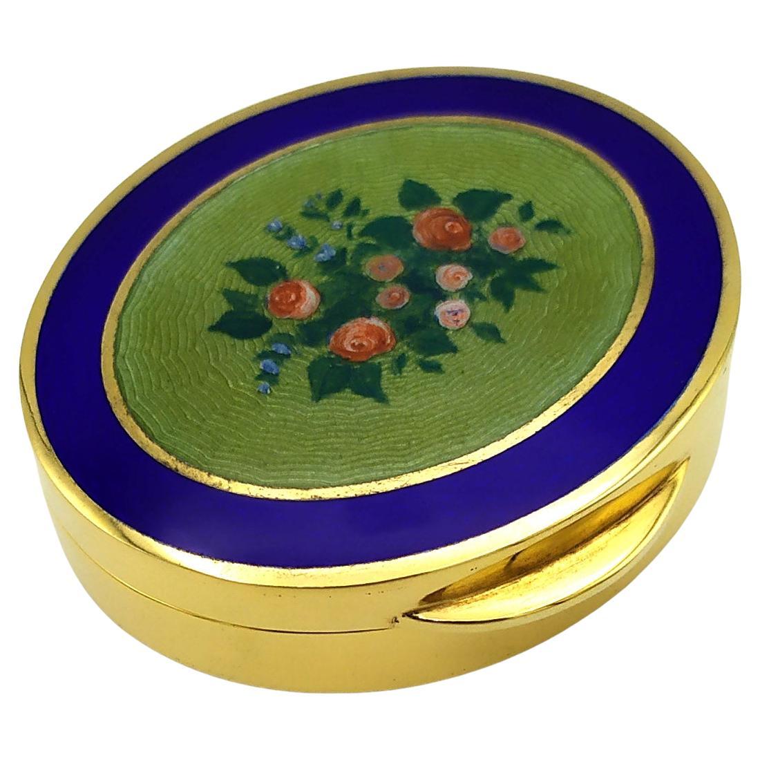 Pillendose Ovale Form Jugendstil florale Miniatur Sterling Silber Salimbeni