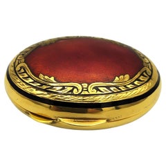 Vintage Pill Box oval Silver Sterling Enameled and handcarved Salimbeni