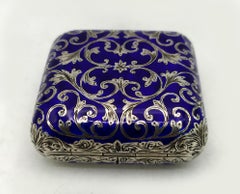 Pill Box Tasche mit Gravur und Emaille Silber Sterling Emaille Salimbeni