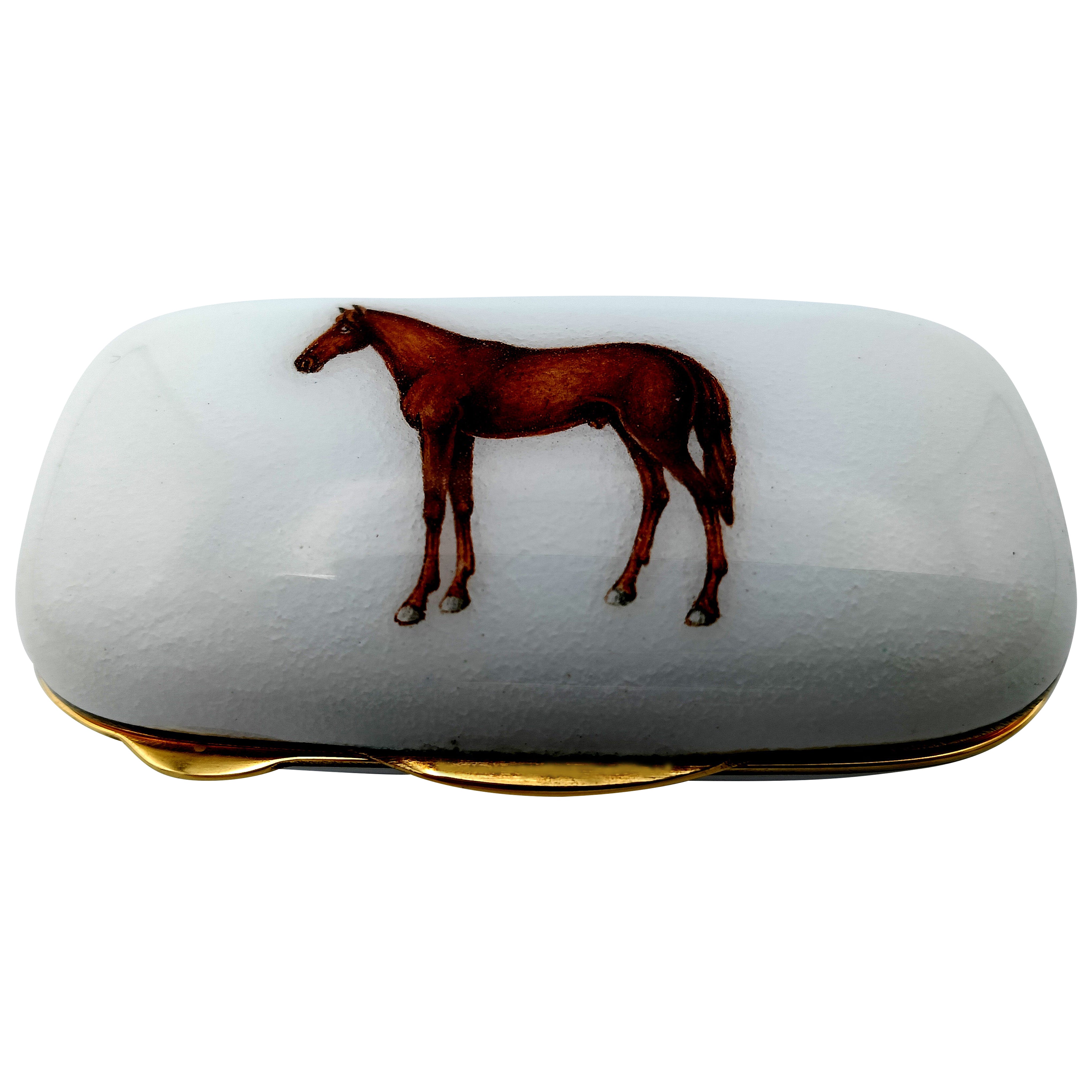 Pill Box Rectangular rounded horse
s head miniature Sterling Silver Salimbeni For Sale